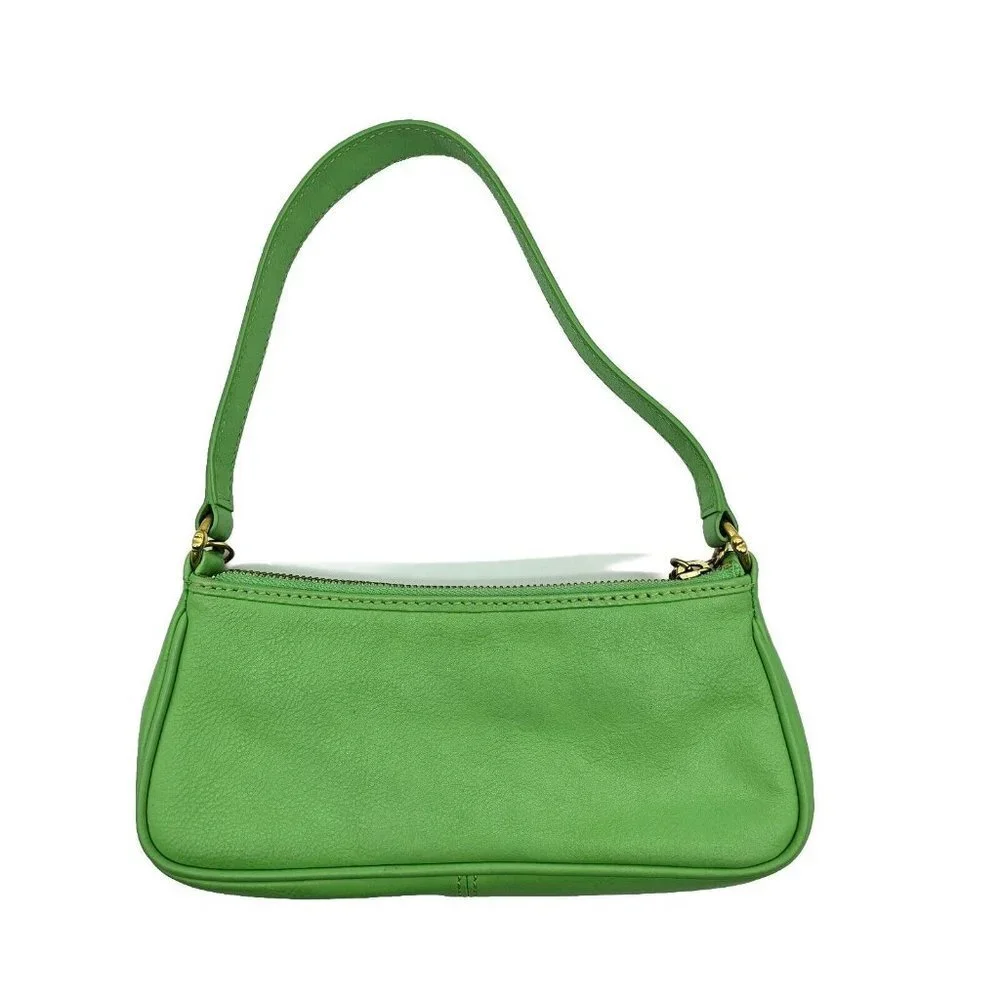 Vintage Y2K Juicy Couture Baguette Shoulder Bag Green Leather Mini Crown Charm - Picture 2 of 16